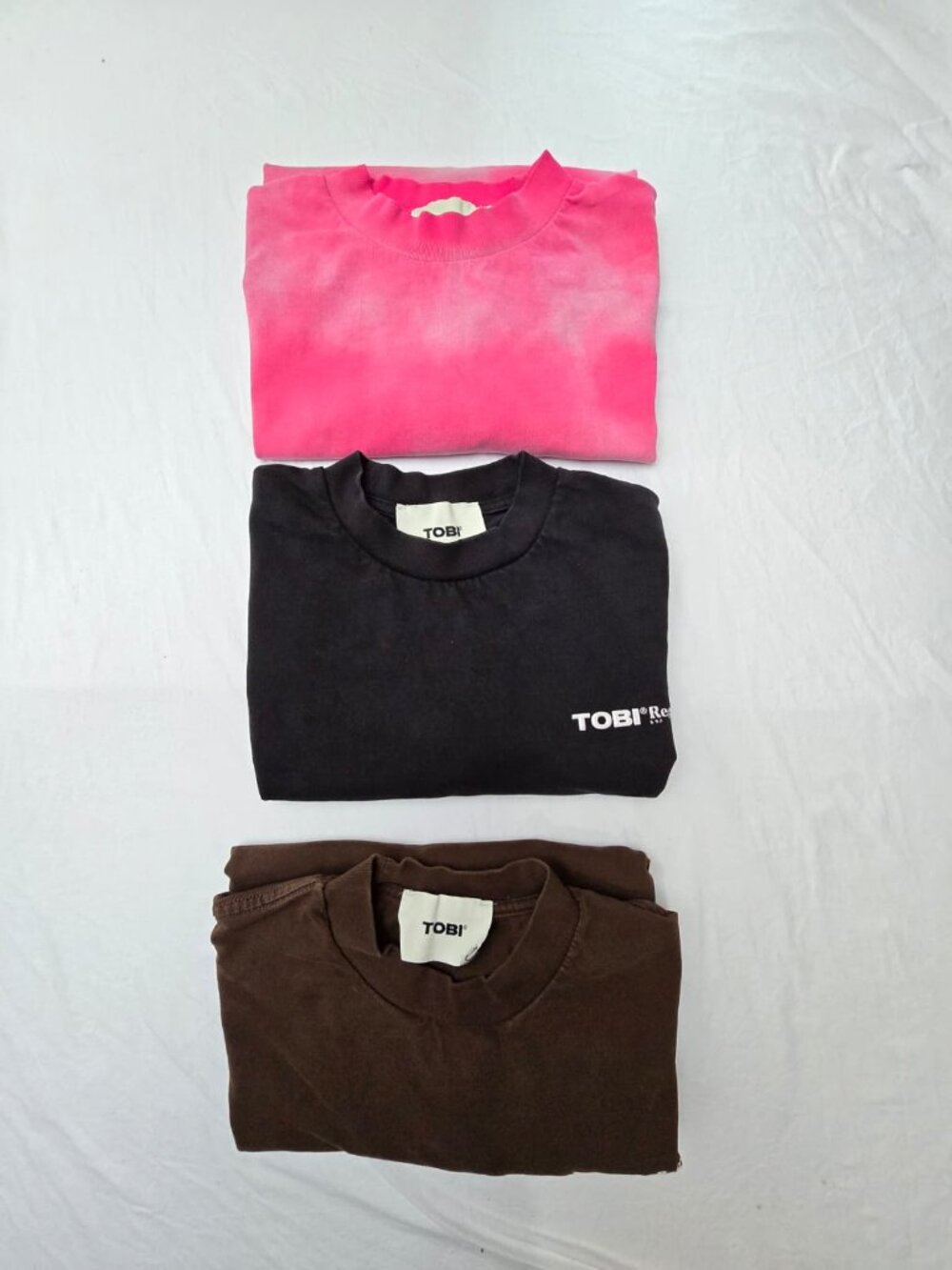 TOBI 100% Cotton T‑Shirts – Pink, Black & Brown – Size S